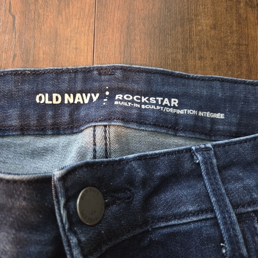 Old Navy Womens Rockstar Built In Sculpt Denim Jeans Dark Blue Wash Size 12 - Picture 8 of 9